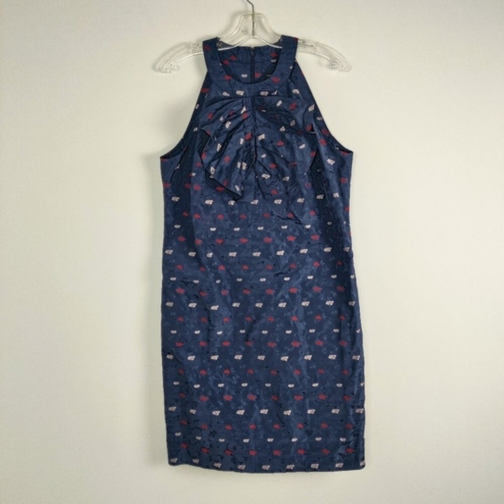 Banana Republic Women's Elegant Navy Blue Floral Sleeveless Sheath Dress Size 12